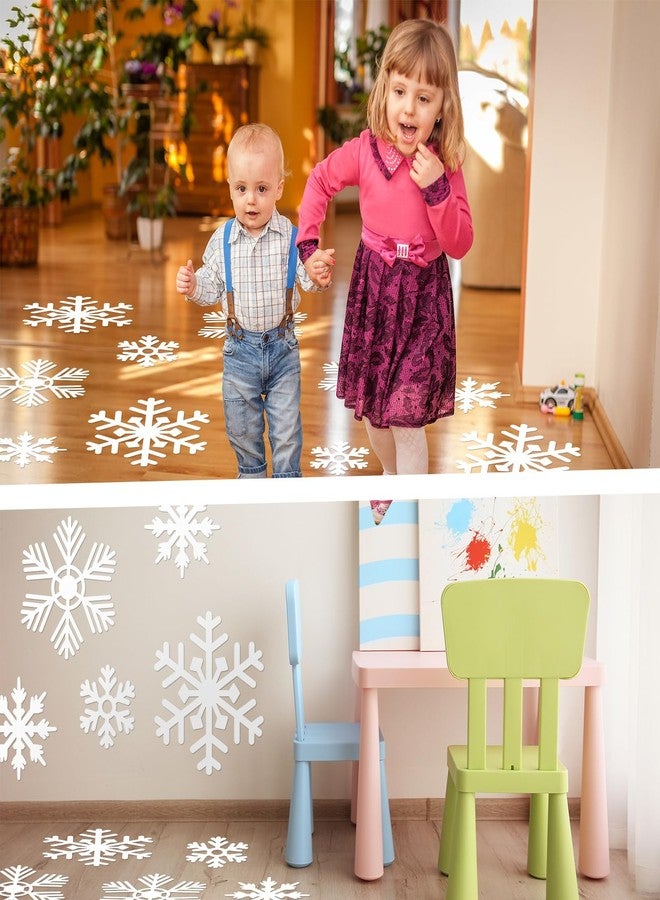 ReliThick 30 Pcs Snowflake Floor Decal Winter Snowflake Floor Sticker Removable Window Cling Christmas Self Adhesive Wall Decal for Xmas Decor Winter Party Supply(White) - Image 4